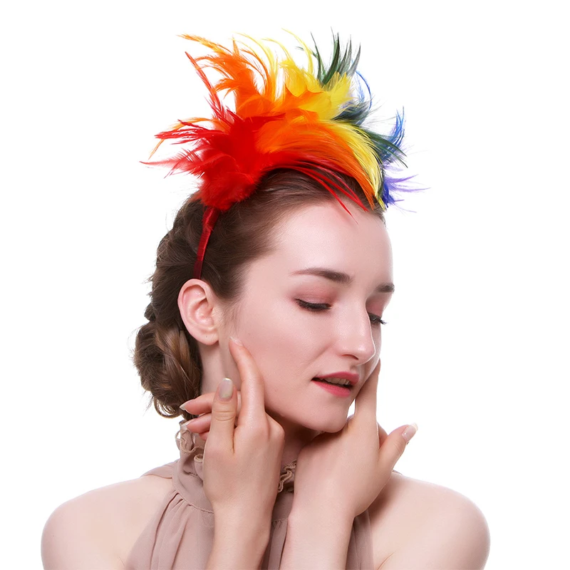 

Women Female Headdress Hair Accessories Feather Hair Hoop Bands Feather Headband Festival Party Halloween