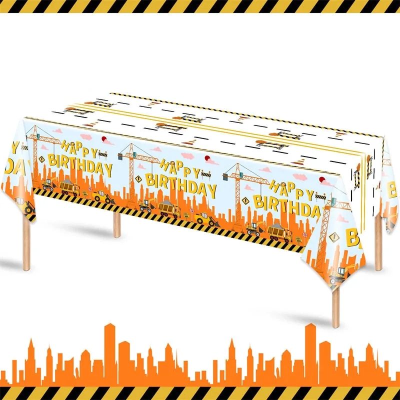 

Construction Birthday Party Tablecloth Truck Rectangle Plastic Disposable Table Cover for Girl Boy Baby Shower Party Table Cloth