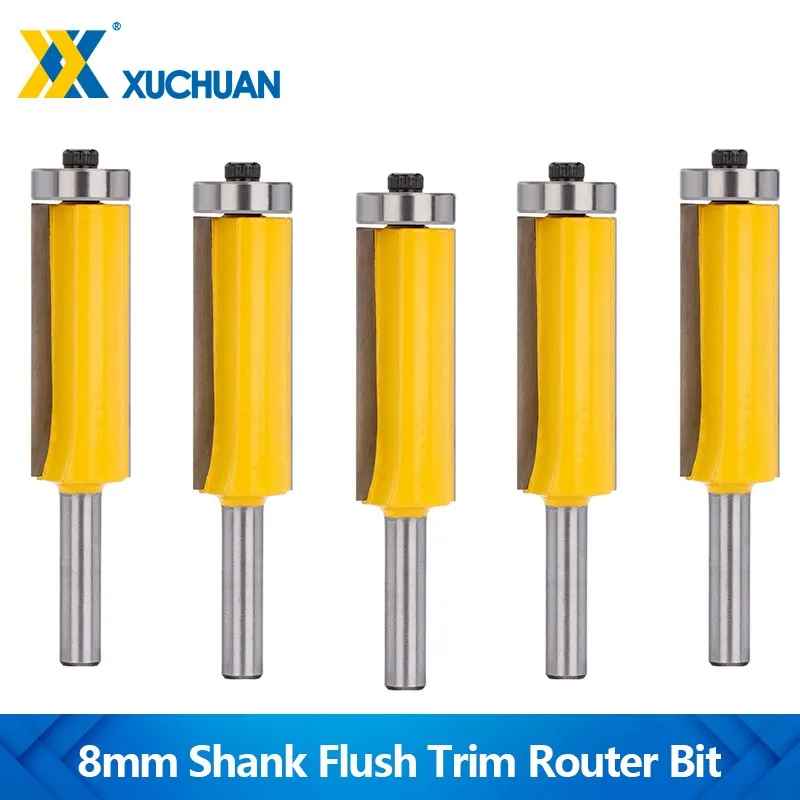 

Router Bit 8mm*19.05*50.8 Flush Trim Router Bit with Bearing Carbide Wood Milling Cutter for Woodworking