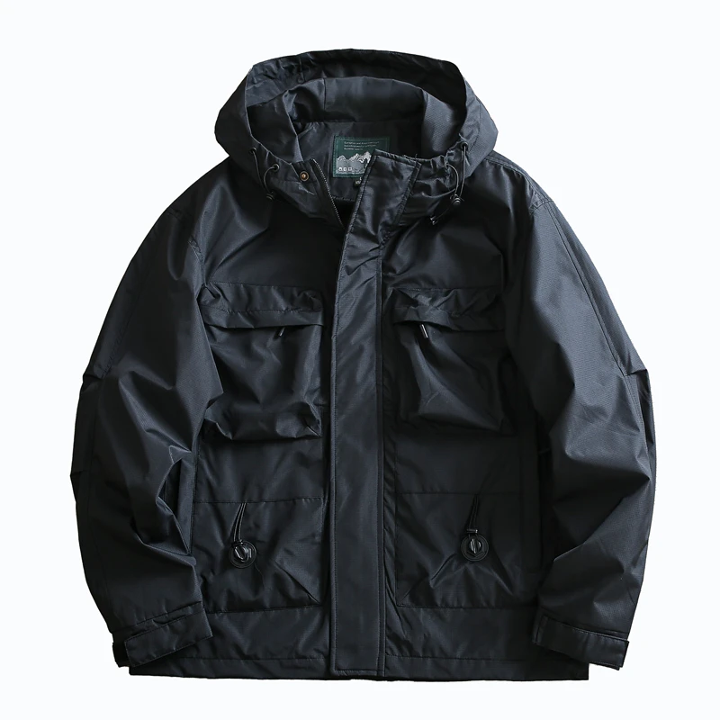 Уличная осенняя мужская свободная ветрозащитная водонепроницаемая куртка-карго