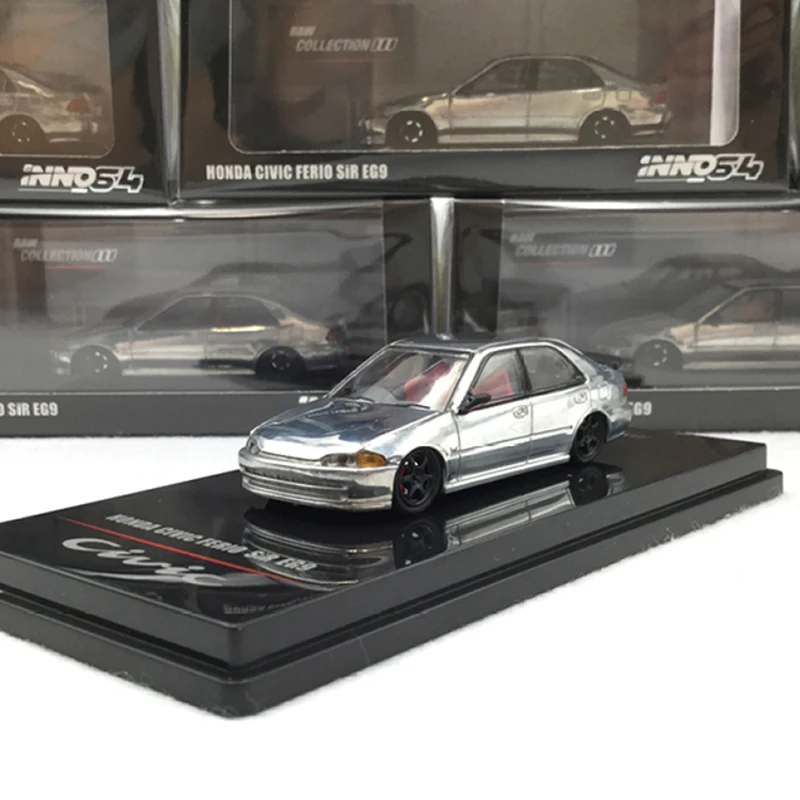 

INNO 1:64 Model Car Honda Civic FERIO EG9 RAW Alloy Die-cast Vehicle Display - Silver