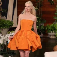 orange serge dress strapless ruffles female dress short celebrity dresses mini party dress for women casual womens dresses