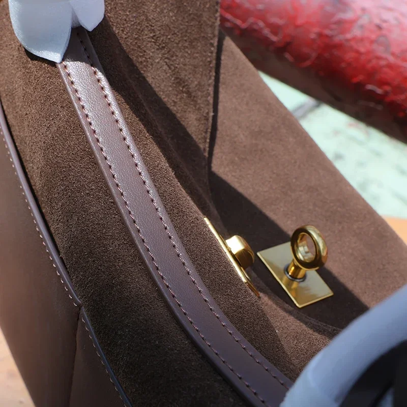 Роскошная дизайнерская осенне-зимняя замшевая сумка из воловьей кожи