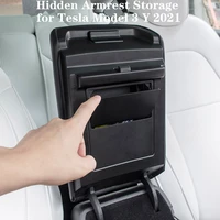 for tesla model 3 y black abs hidden armrest storage box center console organizer case model y