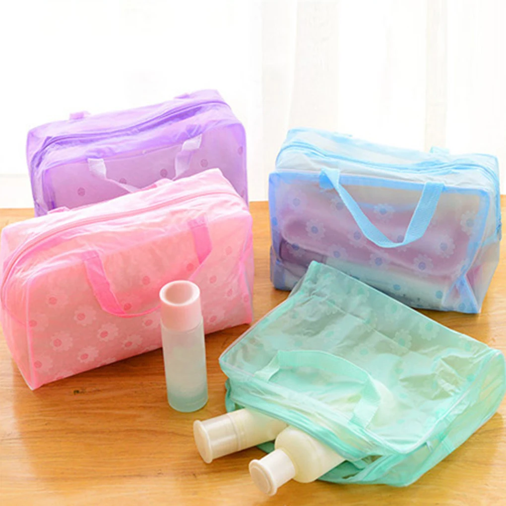 

5 color Waterproof PVC Cosmetic Storage Bag Women Transparent Organizer for Makeup Pouch Compression Travelling Bath bags