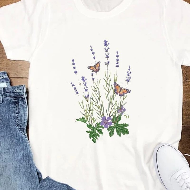 

Flowers Graphic T Shirt Summer Short Sleeve Tees Top Women Fashion Love Letter 90s Trend Casual Clothing Female Print T-shirt