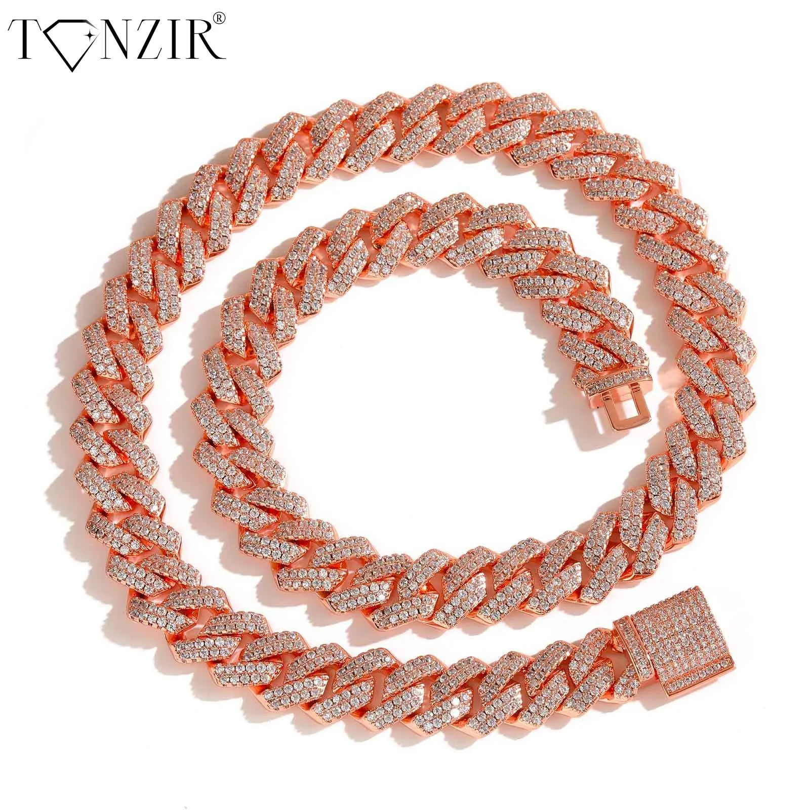 

TONZIR Cubic Zircon 14mm Width Cuban Necklace for Parties Send to a Friend for men women