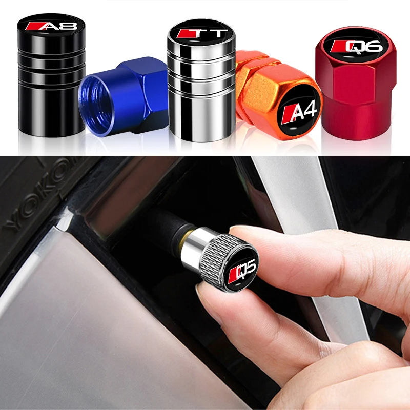 

Автомобильные Металлические колпачки для сердечника клапана колеса для Audi S Line Q3 Q5 Q7 RS3 RS4 RS5 A3 A4 B5 B7 B9 A5 A6 C5 C6 C7 A7 A1 A2 S1 S2, 4 шт.