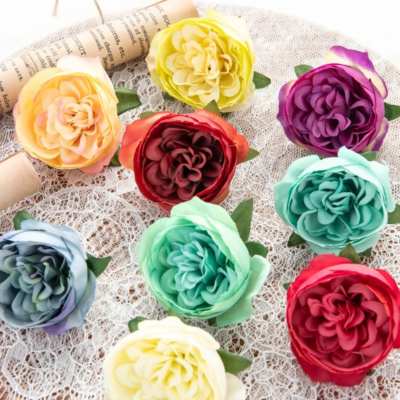 Artificial Flowers Heads 5Cm 100Pcs Home Room Decor Wedding Christmas Scrapbook Diy Wreath Accessory Silk Peony Cheap Fake Plant