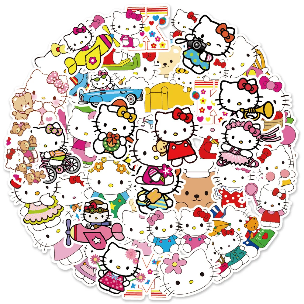 

50 шт., декоративные наклейки для скейтборда, с рисунком Hello Kitty