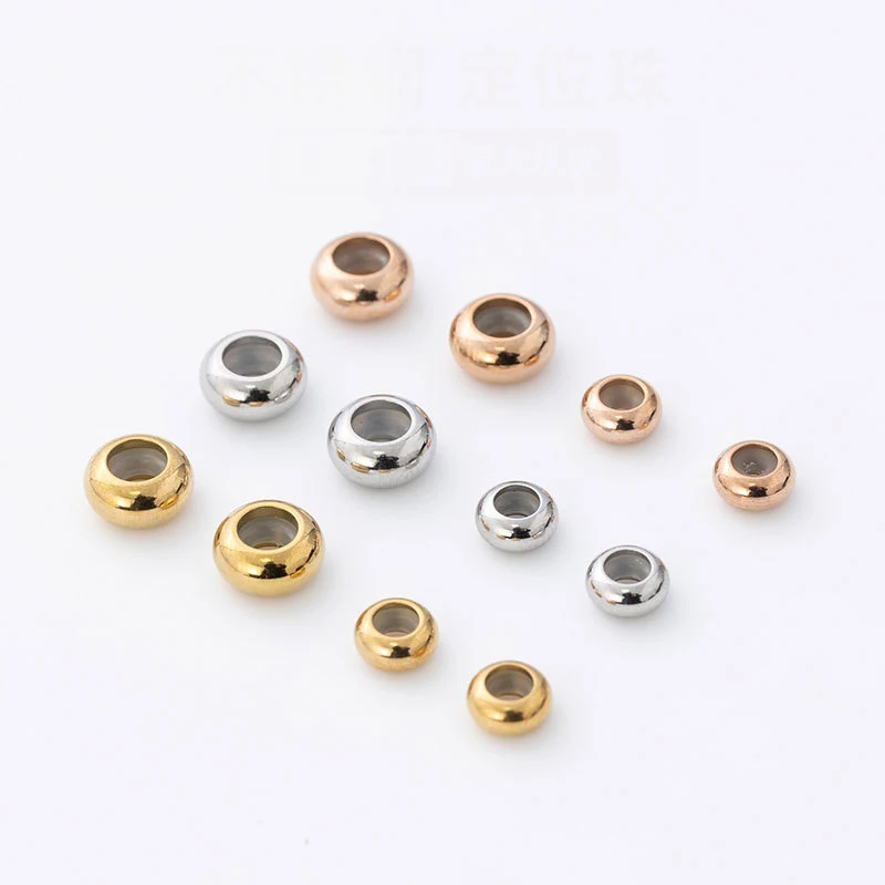 

10Pcs Hole 2-2.5mm Stainless Steel Flat Round Beads Silicone Rubber Smooth Spacer Stopper Beads Fit Bracelet Bangle DIY Jewelry