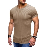 new 2022 mens summer t shirt v neck casual short sleeve rayon striped men daily t shirt classic soft cool tops male fashion tee