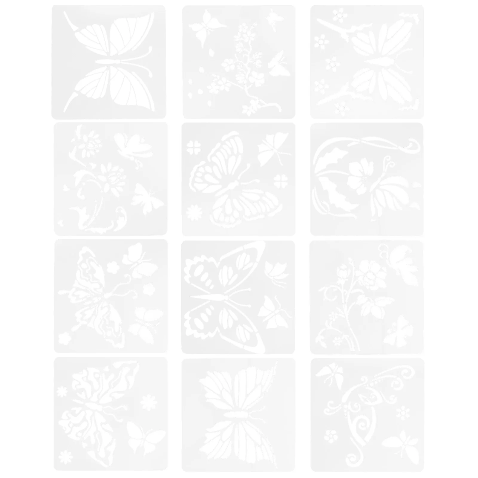 

12 шт. многоразовый пластиковый трафарет для творчества, декоративный трафарет для творчества, шаблон для рисования бабочки