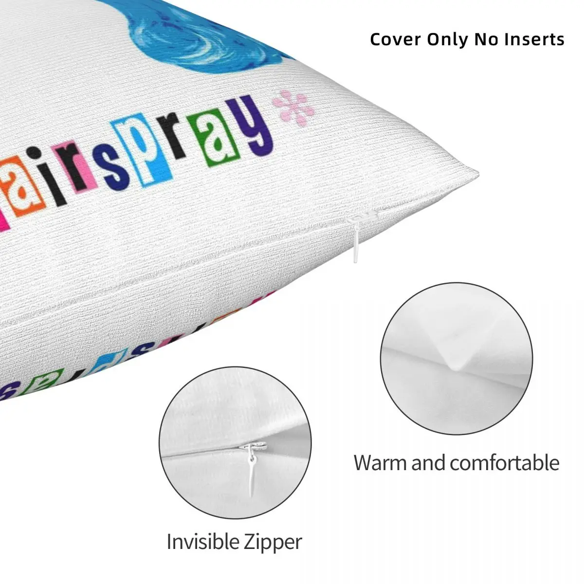 Квадратная наволочка Музыкальный Бродвей Hairspray из полиэстера и льна с бархатным