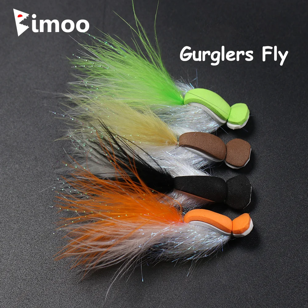 

Bimoo 4PCS/BOX 2.5” Gurgler Fly 2# Hook Topwater Pattern Saltwater Flies For Seatrout Striped Bass Redfish Tarpon Snook Pike