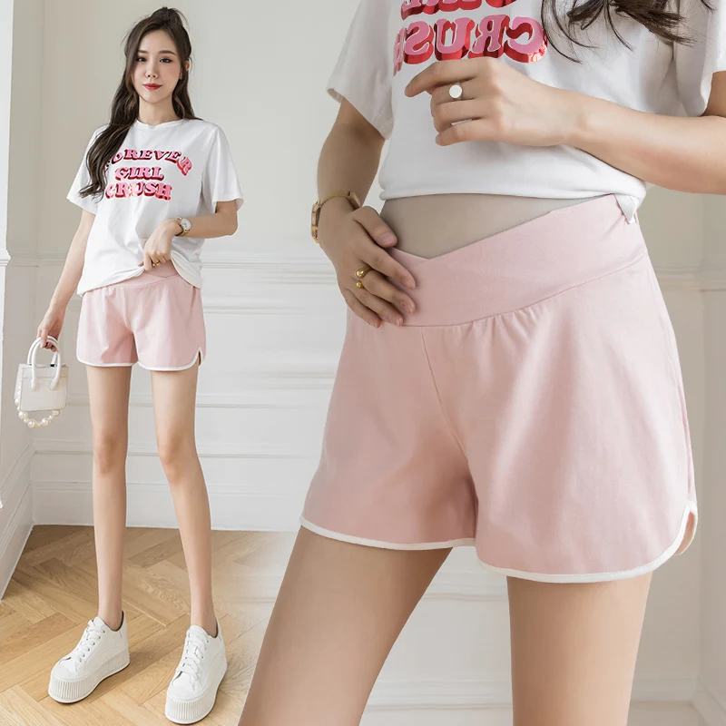 

Summer Casual Cotton Maternity Hot Shorts Adjustable Low Waist Belly Shorts Clothes for Pregnant Women Casual Loose Pregnancy