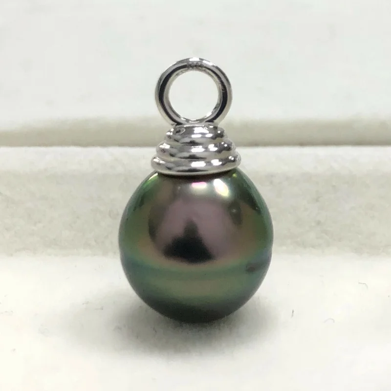 

Big 12.7×14.5mm Peacock Tahitian Sea Pearls Pendant Sterling Silver ， 0.85"