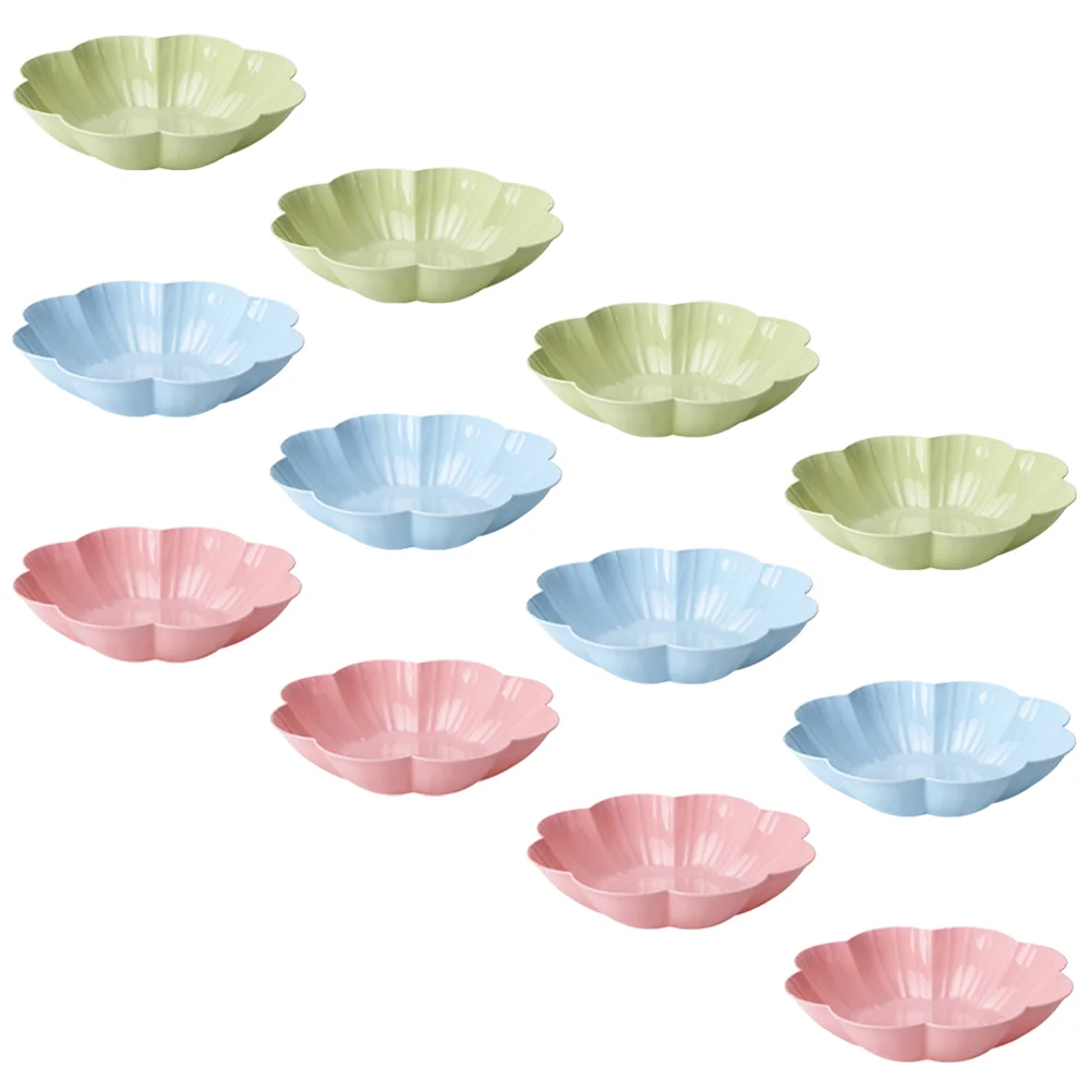 

12 Pcs Plum Blossom Dried Fruit Plate Snack Dish Candy Decor Cake Pan Dried Fruit Dish Plastic Food Storage Plates Flatware Tray