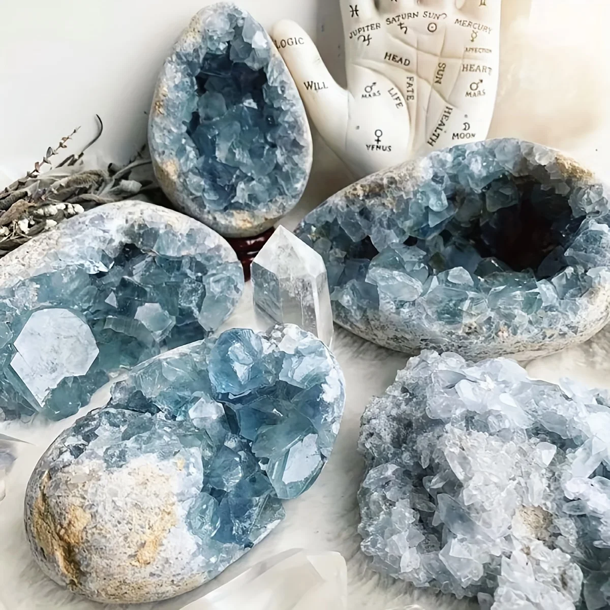 Enormous Genuine Celestite Crystal Egg Sparkling Sky Blue Druzy Cluster Unique DIY Gem for Home Office Decor Easter Hallowmas
