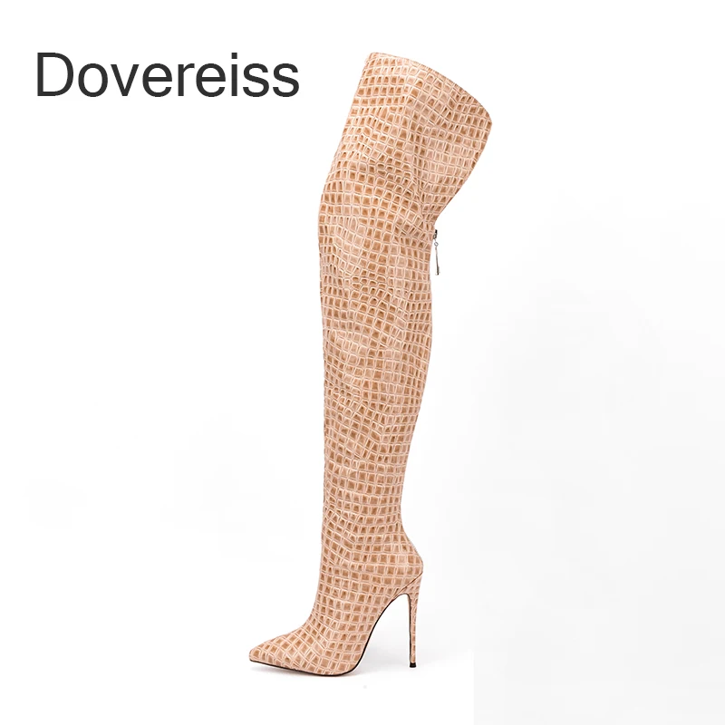 

Dovereiss 2022 Fashion Women's Shoes Winter Apricot Pointed Toe Stilettos Heels Sexy Elegant Over The Knee Boots 43 44 45 46 47