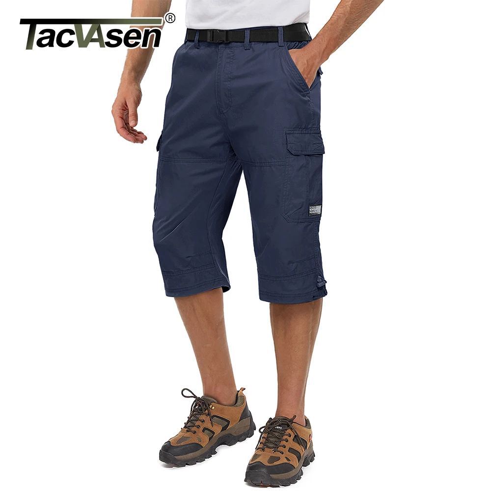 Фото Мужские тактические брюки-Капри TACVASEN летние рабочие хлопковые брюки-карго из