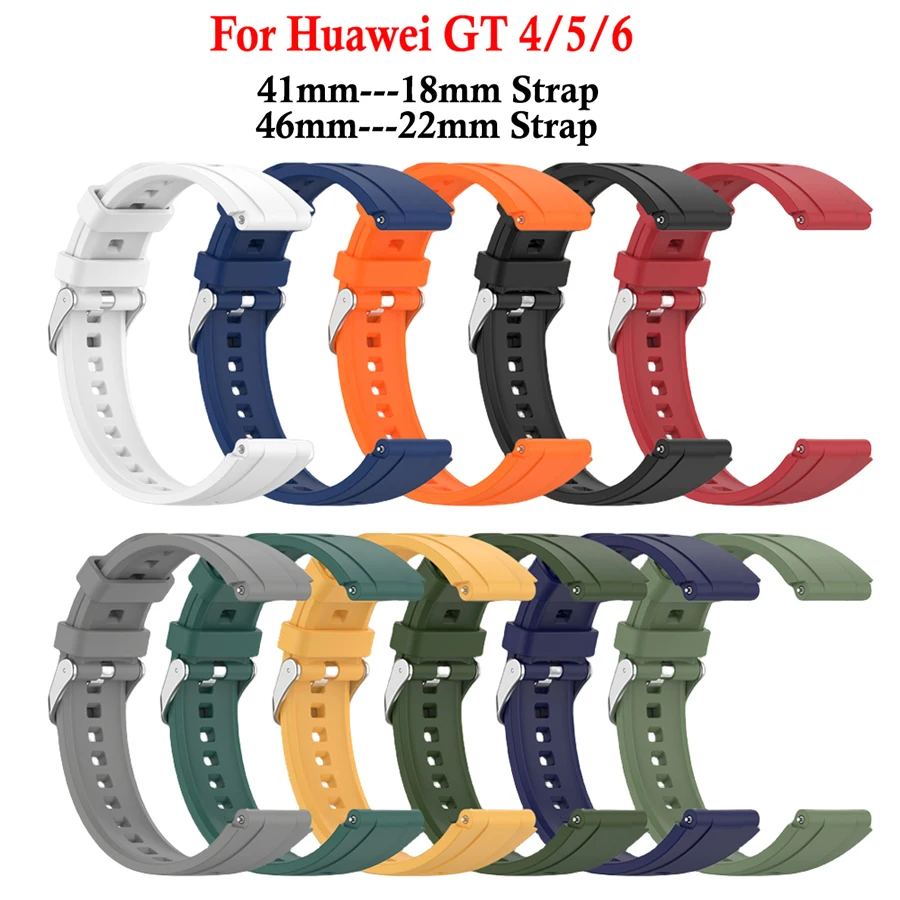 Фото Силиконовый ремешок 22 мм 18 мм для Huawei Watch GT4 5 6 41 мм 46 мм Спортивный ремешок для Huawei Watch GT4 GT5 GT6 41 мм/46 мм Браслет Ремешок для часов №3