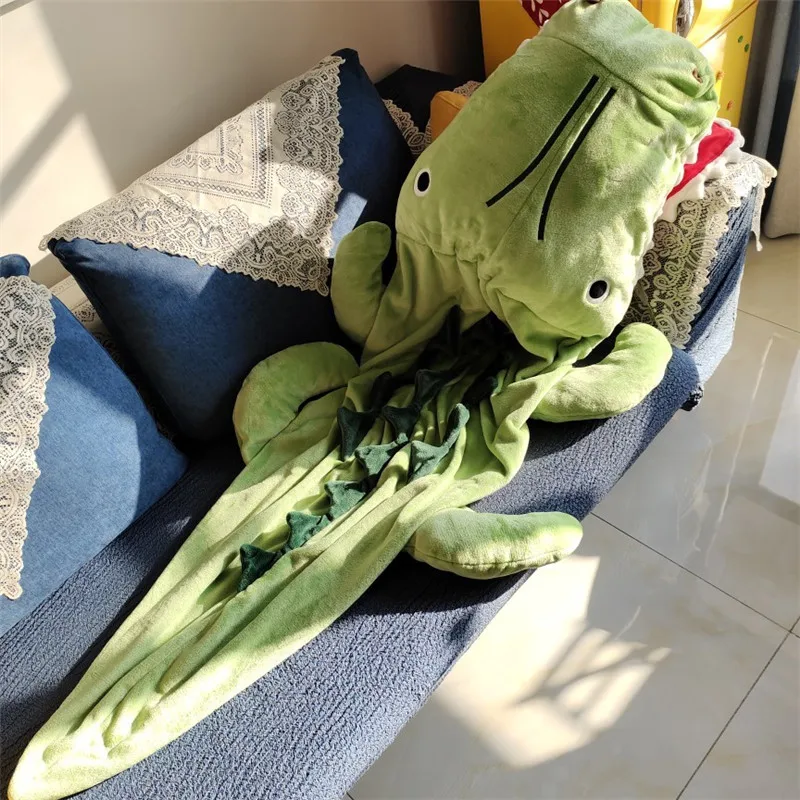 

Funny Plus Nightgown Women Men Sleep Blanket Cartoon Crocodile Pajamas Pullover Winter Warm Couples Anime Sleeping Bag Sleepwear