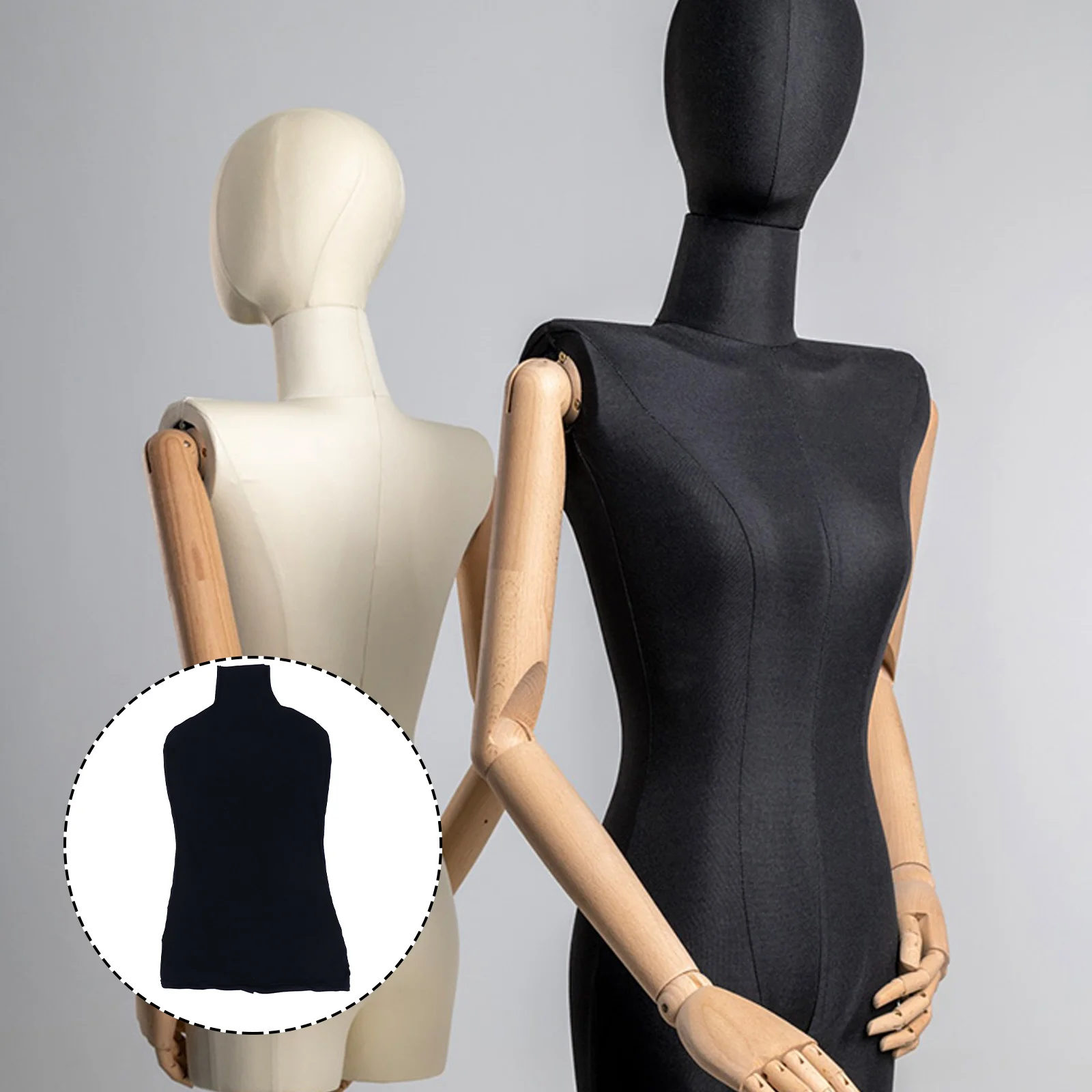 

Mannequin Cover Body Form Dress Female Dummy Stand Model Sewing Torso Cloth Upperoverlay Maniquins Fabric Stretch Clothes Black