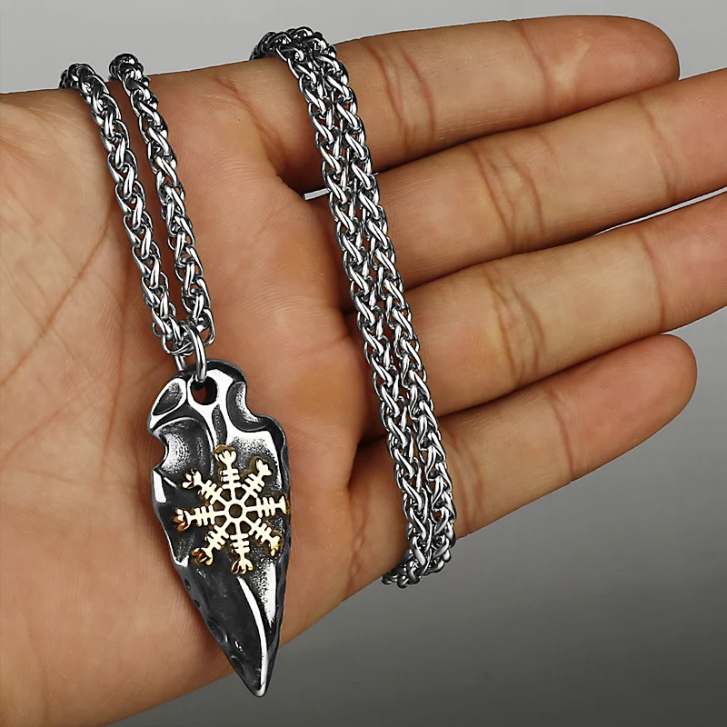 Фото Скандинавский Одина Викинг Vegvisir кулон ожерелье из нержавеющей стали для мужчин винтажный компас шлем пот ожерелье модный амулет ювелирные изделия №2