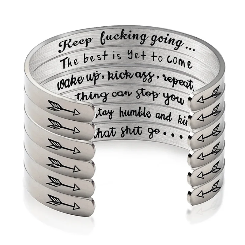

Stainless Steel Bracelet FAITH HOPE LOVE FOREVER FAMILY Engraved Inspirational Bangle Gift for Mom Daughter