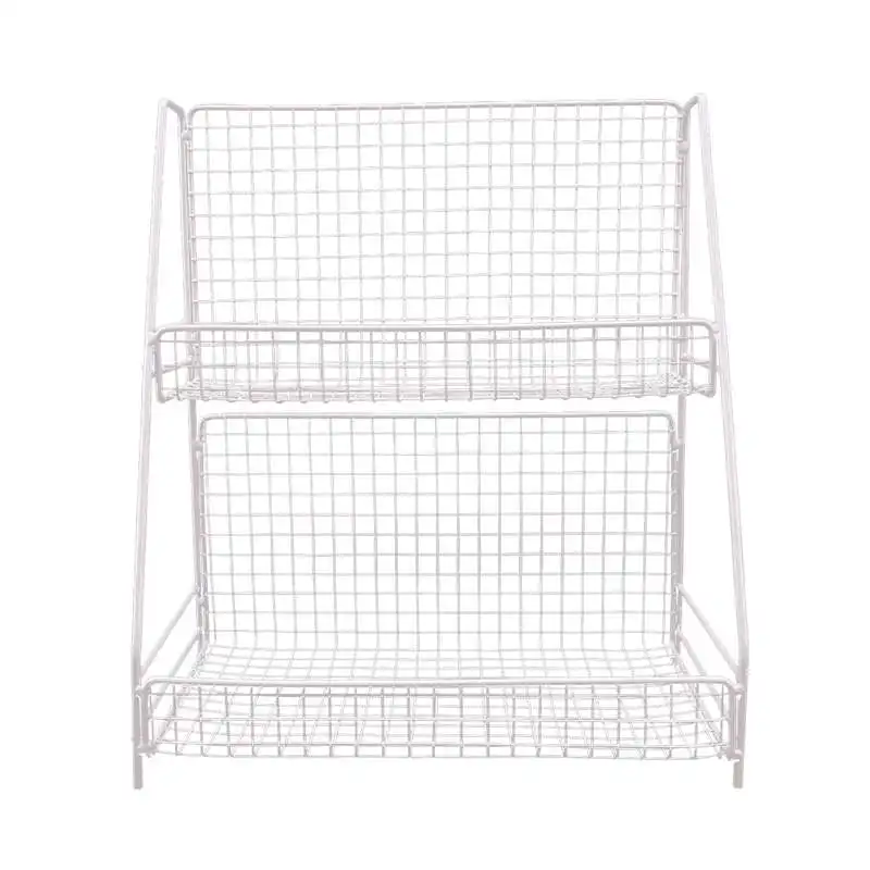 

Home Double Layers Rack Metal Kitchen Bedroom Desk Organizer Seasoning Jar Student Dormitory Storage Shelf