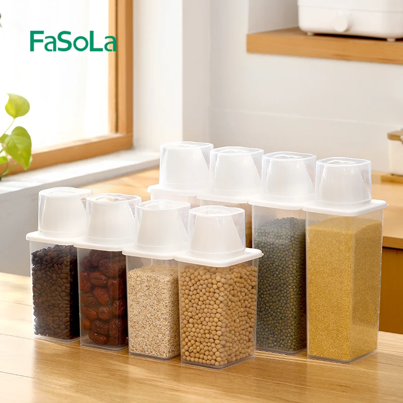 

FaSoLa Rice Storage Bin Cereal Containers Dispenser with BPA Free Plastic Dry Food Storage Containers Dispenser
