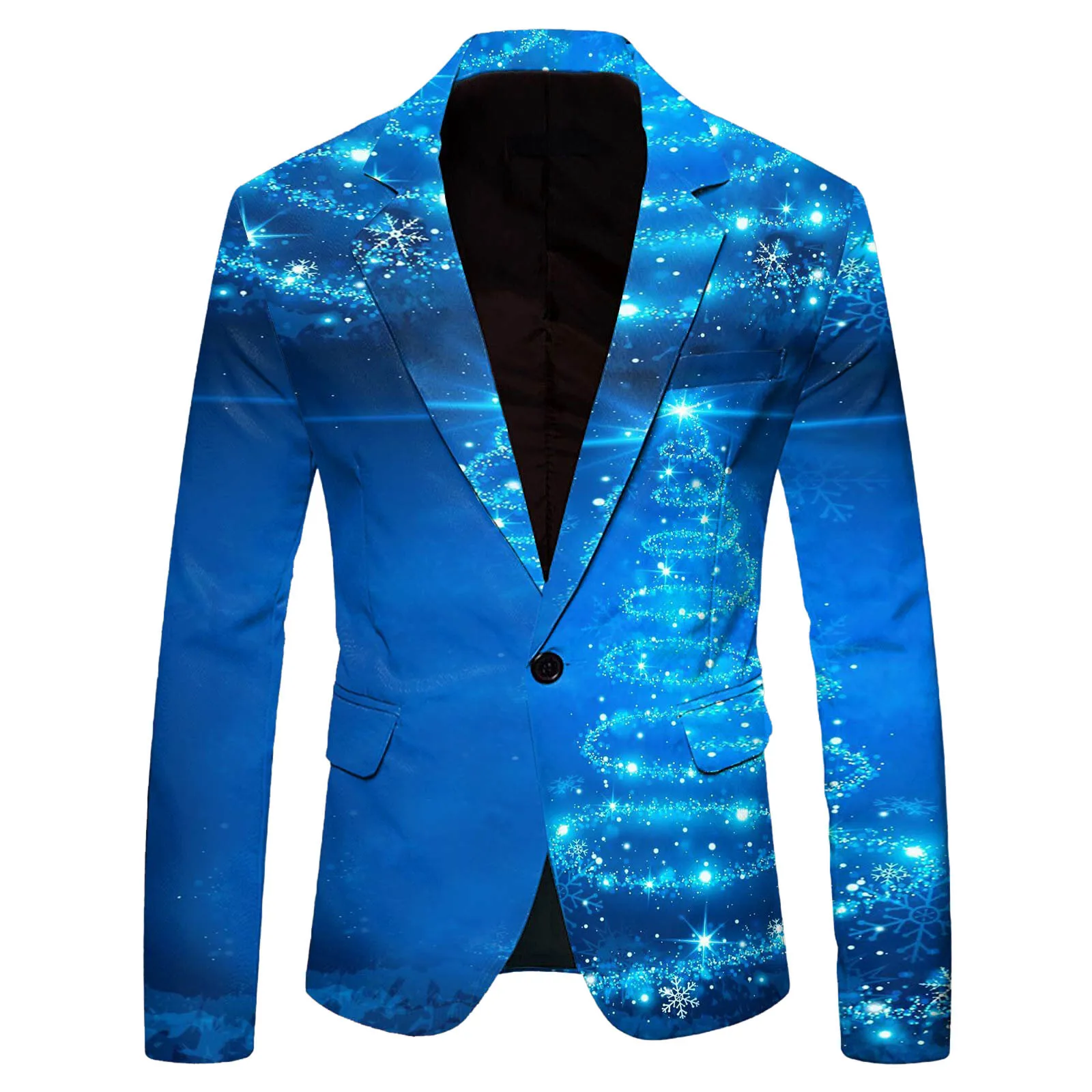 Мужской пиджак рождественский костюм с лацканами принтом теплые зимние модные