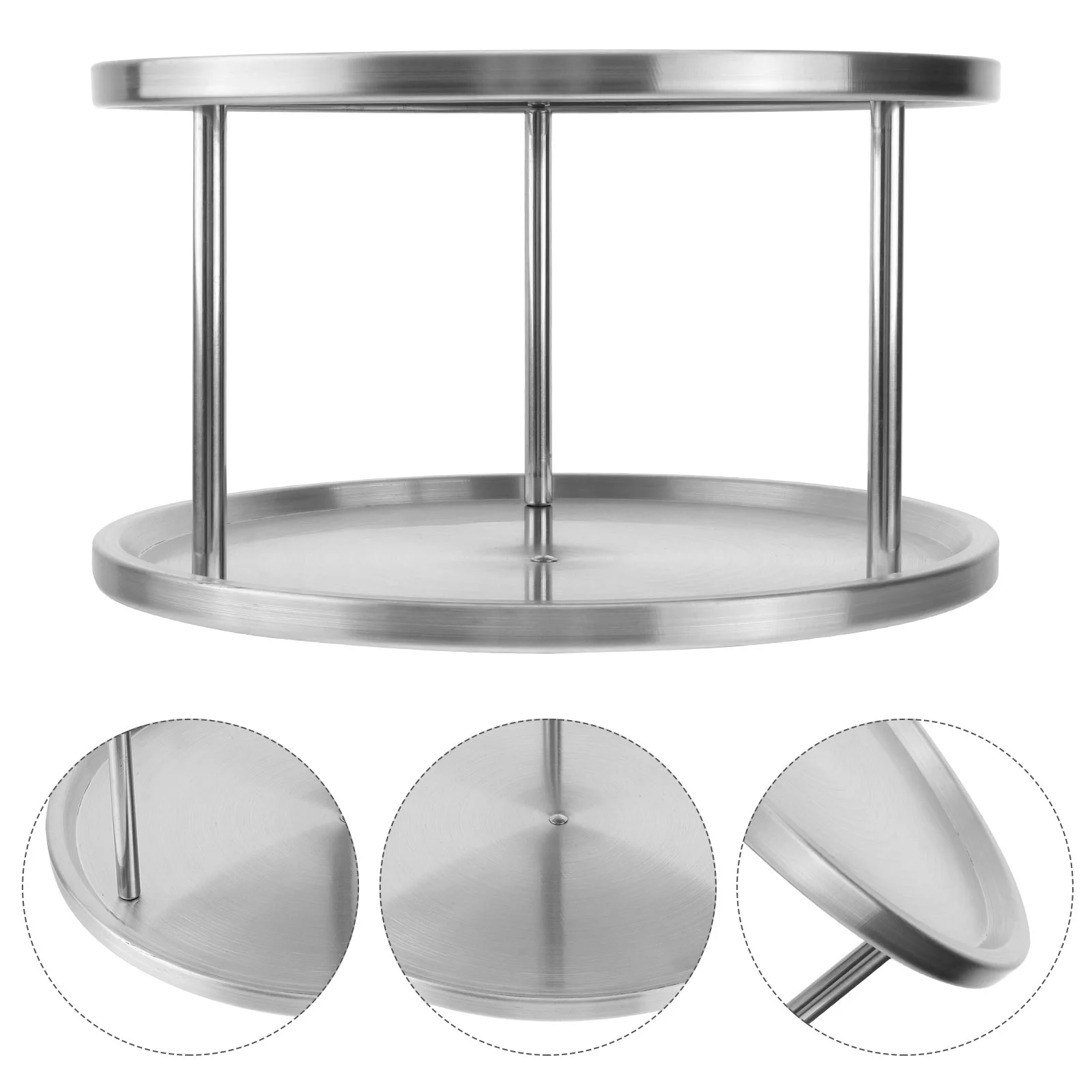 

Stainless Steel Dessert Serving Plate 2- tier Snack Plate Metal Seafood Display Trays Holder Tower for Restaurant Buffet