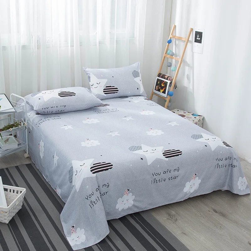 

1PC Polyester Printing Sheet Waterproof Bed Adjustable Mattress Covers Flat Linen King Queen Size 230x260cm (No Pillowcase)
