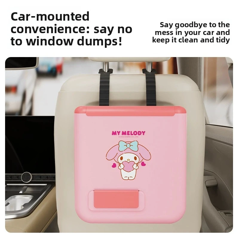 Фото Аниме-контейнер для мусора Kuromi My Melody Cinnamoroll, подвесной, складной, для автомобиля и дома, для столешницы и дверцы шкафа №3