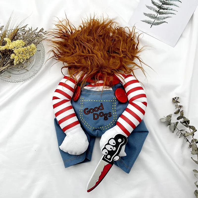 

Deadly Doll Dog Costumes, Cute Pet Cosplay Funny Costume Clothes for Puppy Medium Large Dogs Halloween Dress-up Party