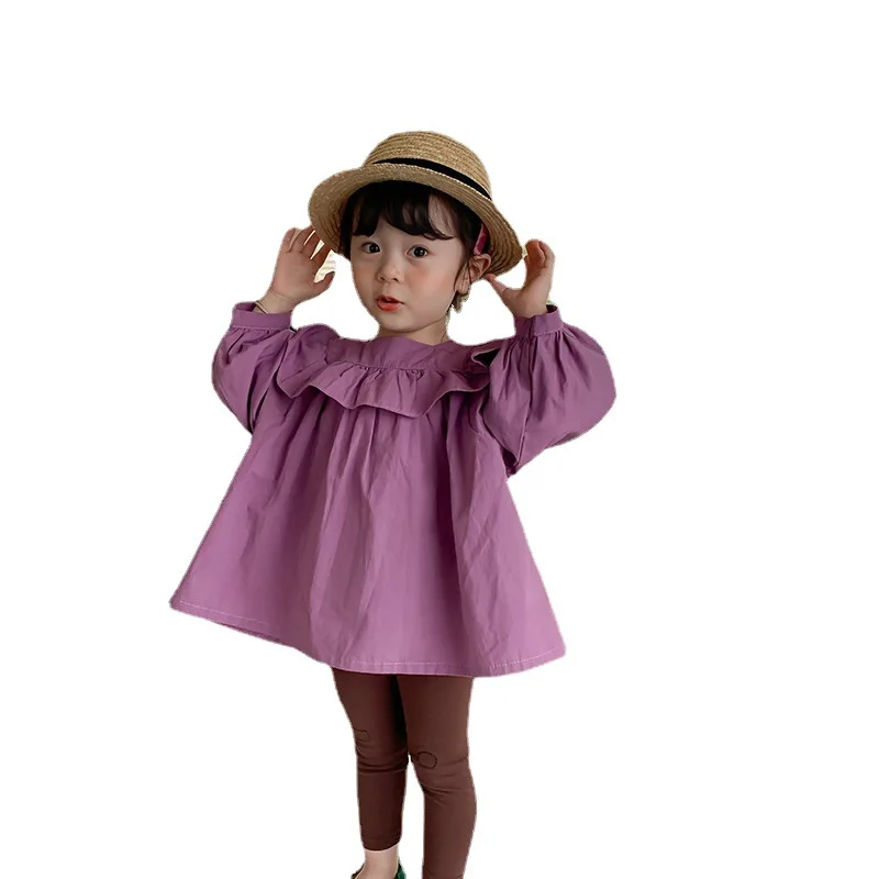 Футболка для девочек Свободный Топ А-силуэта с длинным рукавом рубашка 22 новинка