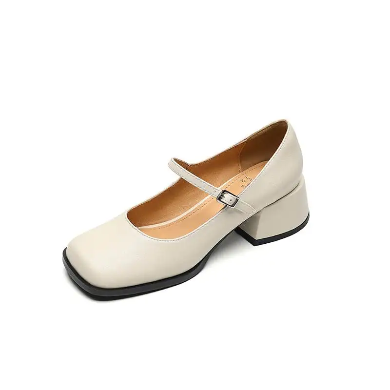 Женские туфли-лодочки из коровьей кожи на квадратном каблуке