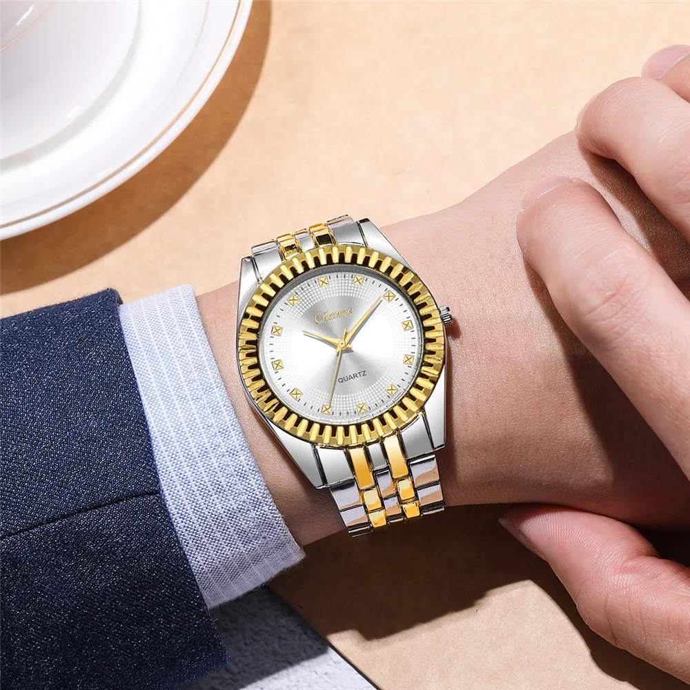 

Высококачественные модные мужские часы из нержавеющей стали Мужские часы современные стальные Стразы Мужские кварцевые наручные часы