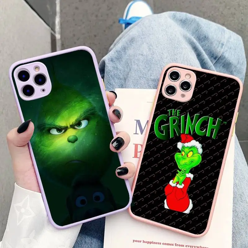

Christmas green monster Phone Case for iPhone X XR XS 7 8 Plus 11 12 13 pro MAX 13mini Translucent Matte Case