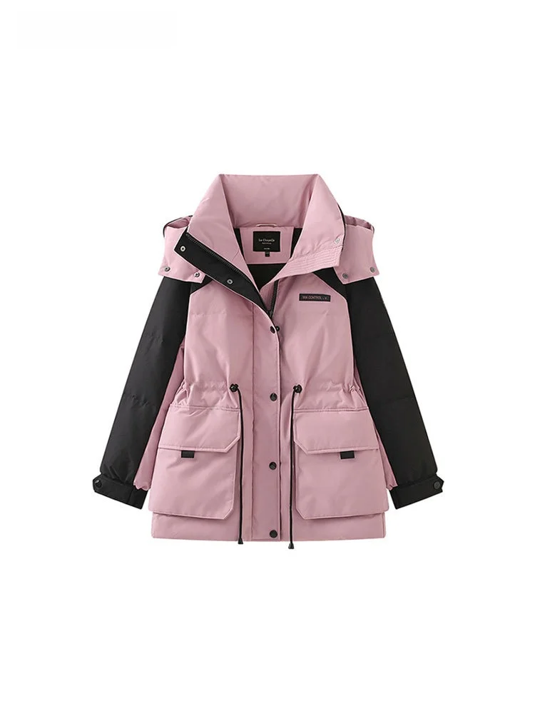 La Chapelle Цветовая куртка женская повседневная свободная на шнурке с утолщенным