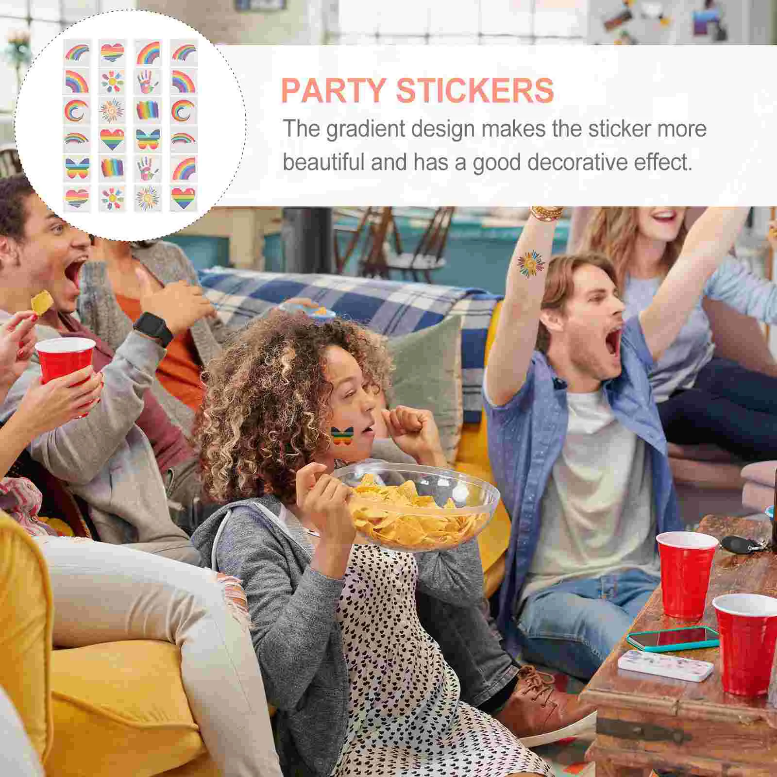 24 шт. наклейки для лица временные татуировки гей Радужные парадные флаг