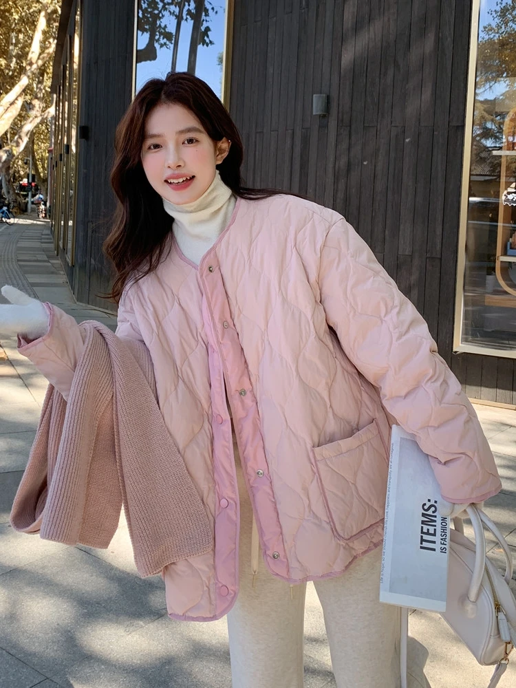 With Scarf Pink Graceful Down jacket Women Winter 2024 New French sle Gentle Wind Milk Hu Small Hot