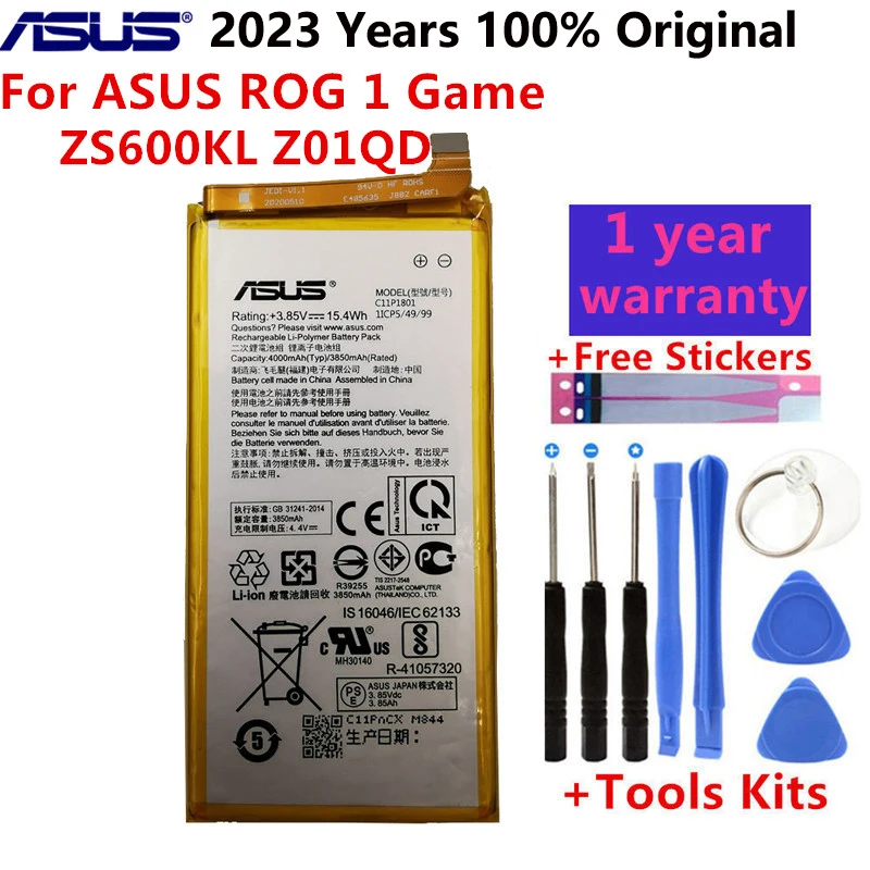 100% Оригинальный Аккумулятор ASUS большой емкости C11P1801 ZS600KL Z01QD для телефона ASUS ROG 1 Game Phone 4000 мАч