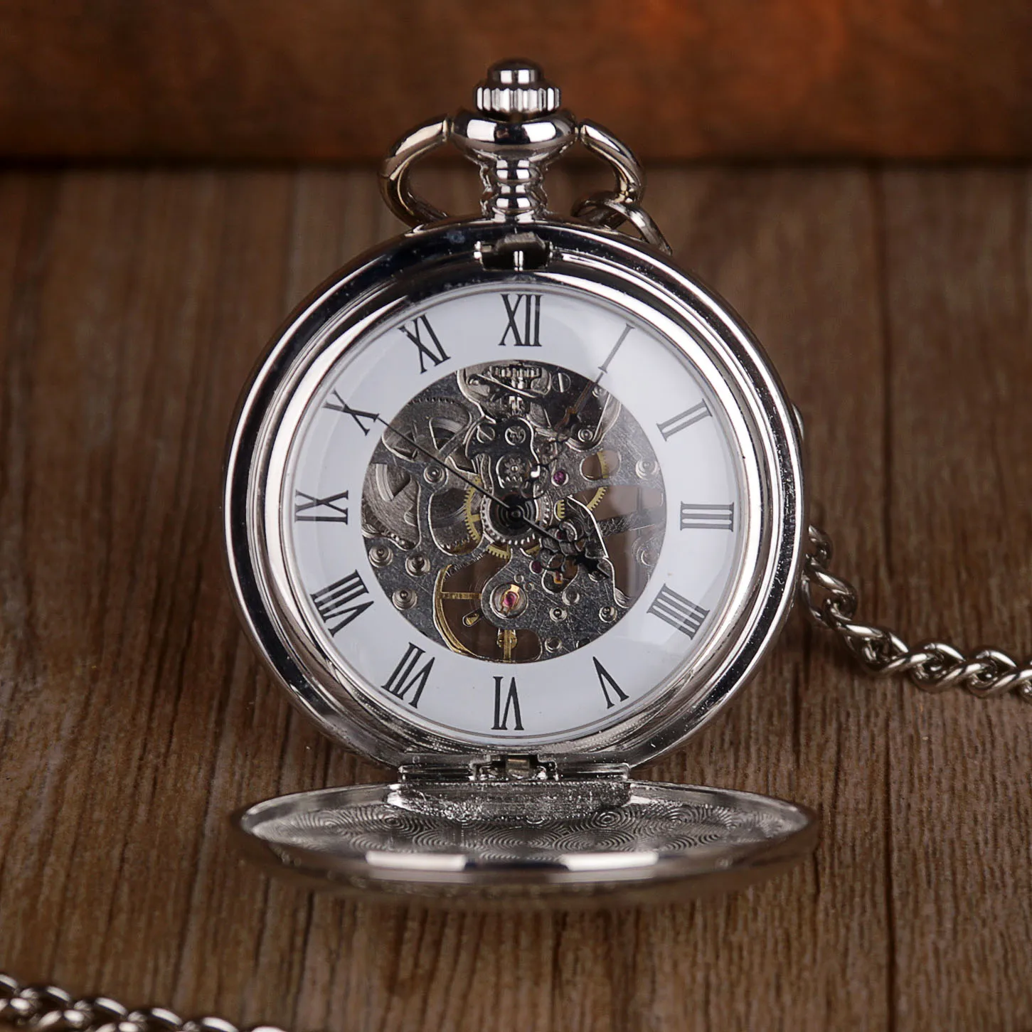 Vintage Mechanical Flip Pocket Watch Roman Numerals Display With Chain Pendant Men's Ladies Popular Gifts