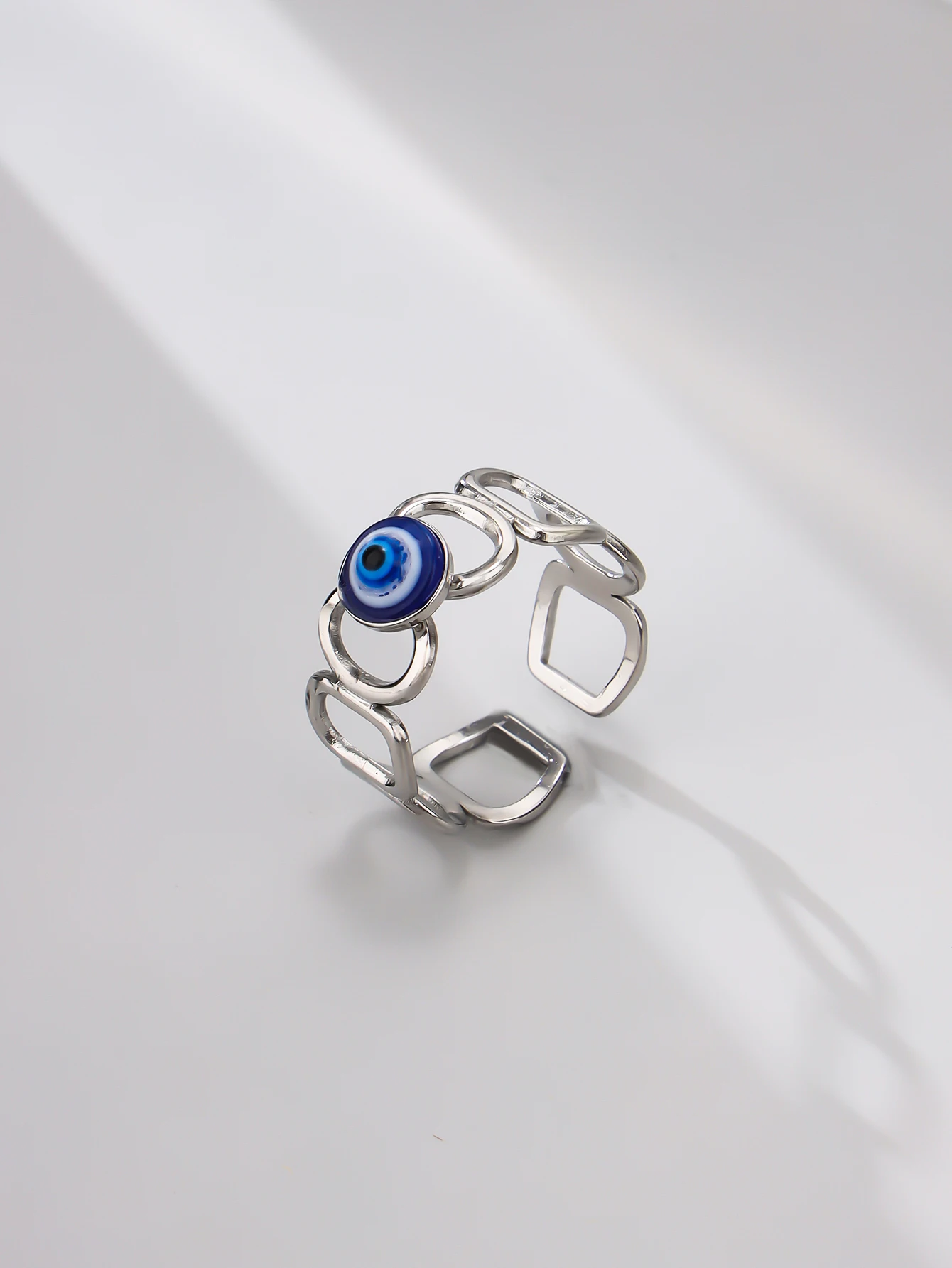 Original Design Devil's Eye Ring Blue Eye Ring Multi Style Design Flower Alloy Opening Adjustable Men's and Women's Rings