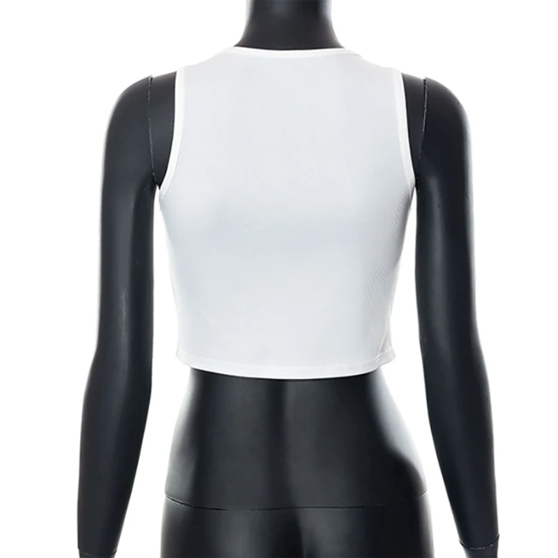 Женский винтажный укороченный топ без рукавов с круглым вырезом |