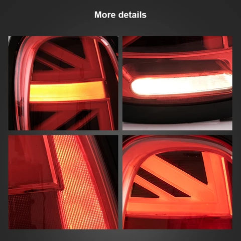 Задние фонари для Mini Cooper F55 F56 F57 2014-2018, разъем UK UNION, LCI, задний фонарь с красными линзами и анимацией