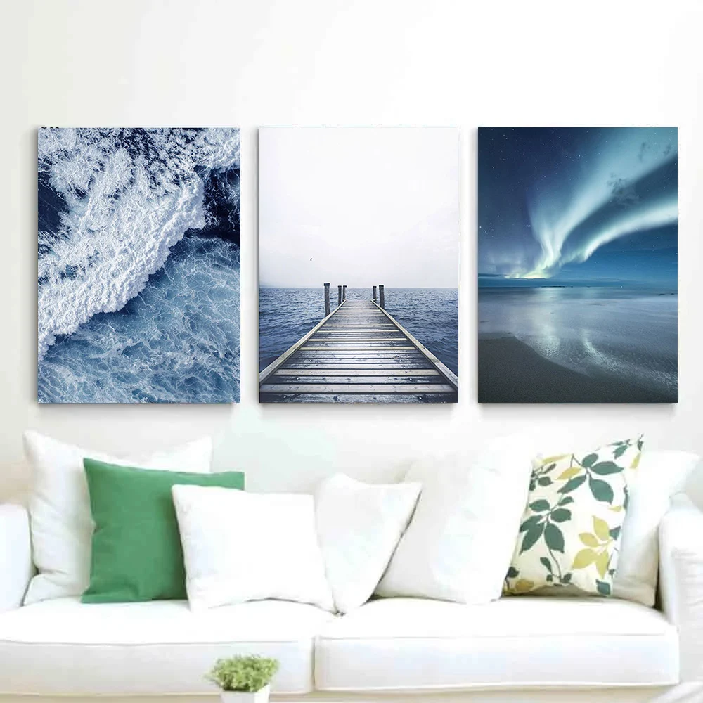 

GATYZTORY 3pc/Set Diy Painting By Numbers Seascape Modern Picture By Numbers Acrylic Paint On Canvas For Home Decors Wall Art